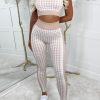 Best Blissful Nude Dogtooth Check Athleisure Set Loungewear