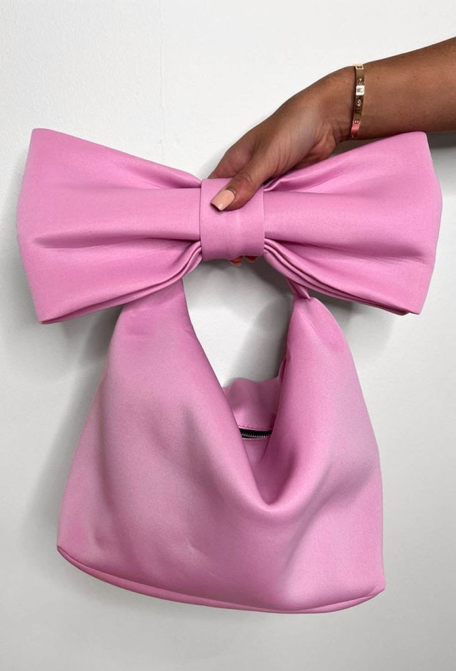 Hot Luxe Girl Pink Bow Handle Clutch Bag Bags