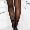 Hot Luxe Elegance Black Sheer Line Heart Print Tights Tights