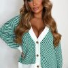 Online All For Fun Green Striped Knit Cardigan Knitwear