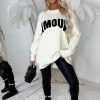 Online Amour Chic Cream Slogan Soft Jumper Tops