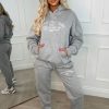 Best Ltd Edition Grey Marl Embroidered Hooded Two-Piece Loungewear Set Loungewear