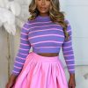 Wholesale Sweet Love Affair Lilac Soft Stripe Long Sleeve Cropped Jumper Limited Edition Tops