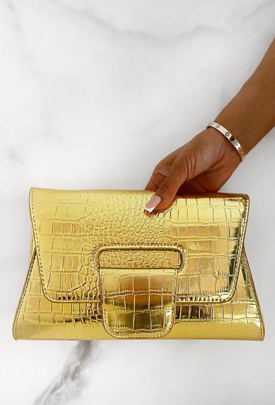 Online To Be Seen Gold Clutch Bag Bags