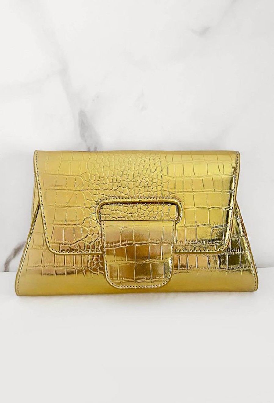 Online To Be Seen Gold Clutch Bag Bags