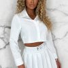 Hot City Slay Monochrome Pleated Skirt Pinstripe Co-Ord Oufit Set Co-Ords