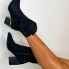 Wholesale Bring It Down Black Faux Suede Ankle Boot Boots