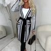 Hot Confidence Boost Monochrome Illusion Tie Waist Cinch Effect Cardigan Tops