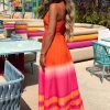 Online Sunset Goddess Orange Ombre Cami Maxi Dress Summer Dresses