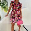 Wholesale Sicilian Lover Black Floral Tiered Skirt Mini Dress Summer Dresses