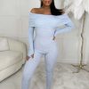 New Movie Icon Grey Marl Bardot Knitted Loungewear Jumpsuit Loungewear