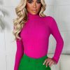 Online As Time Goes Hot Pink Soft Rib Knitted Turtle Neck Jumper Limited Edition Tops