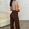 Hot I See Fire Brown High Waisted Wide Leg Trousers Trousers & Leggings