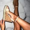 Wholesale Senorita Nude Cork Studded Wedges Sandals