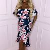 Clearance Perfect Love Navy Floral Bardot Midi Dress Summer Dresses