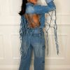 Best Knot Your Babe Light Blue Knotted Back Detail Denim Jacket Denim