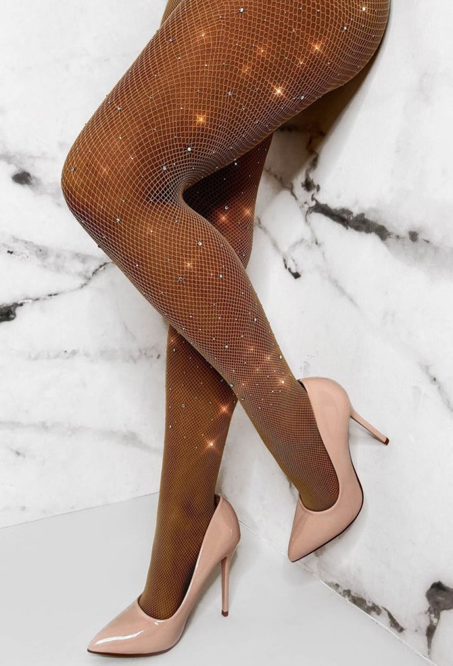 Hot Baddies Only Nude Diamante Tights Tights