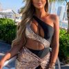 Clearance Stay Golden Rose Gold Full Sequin Knot Detail Mini Skirt Swimwear