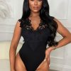 Online Worth It All Black Crochet Bodysuit Bodysuits