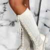 Online All Time Favourite Cream Textured Ankle Knee Boot Boots