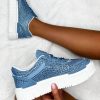 Online Crystal Couture Mid Blue Denim Diamante Embellished Trainers Limited Edition Trainers