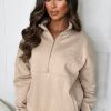 Wholesale Bring The Style Taupe Manhattan Embroidered Zip Sweatshirt Loungewear