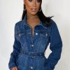 Clearance Denim Allure Mid Blue Denim Belted Jacket Denim