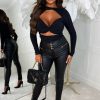 Wholesale Sexy Couture Black Stretch Cut Out Bodysuit Tops