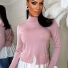 Clearance True To Self Pink 2 In 1 Flared Sleeve Hem Knit Jumper Tops