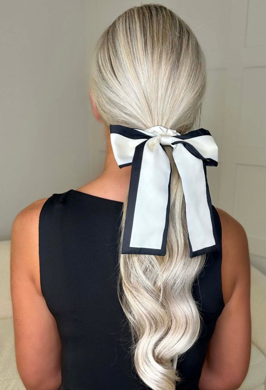 Online Glam Gala Cream Scrunchie Bow Satin Hair Tie Hair Accessories