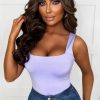 Hot Girl Crush Lilac Square Neck Sleeveless Bodysuit Tops