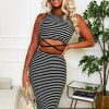 Clearance It'S A Match Black Striped Midi Co-Ord Set Co-Ords