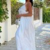 Clearance Bali Beauty White Crochet Trim Cami Maxi Dress Summer Dresses