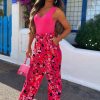 Hot Pure Babe Pink Floral Trouser Trousers & Leggings