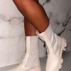 Online Distracting You Over Cream Zip Up Ankle Sock Boots Boots