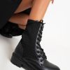 Best Spoil Myself Black Diamante Detail Lace Up Knit Ankle Boots Boots