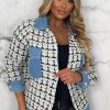 Wholesale Luxe Fantasy Mid Blue Monochrome Tweed & Denim Jacket Limited Edition Coats And Jackets