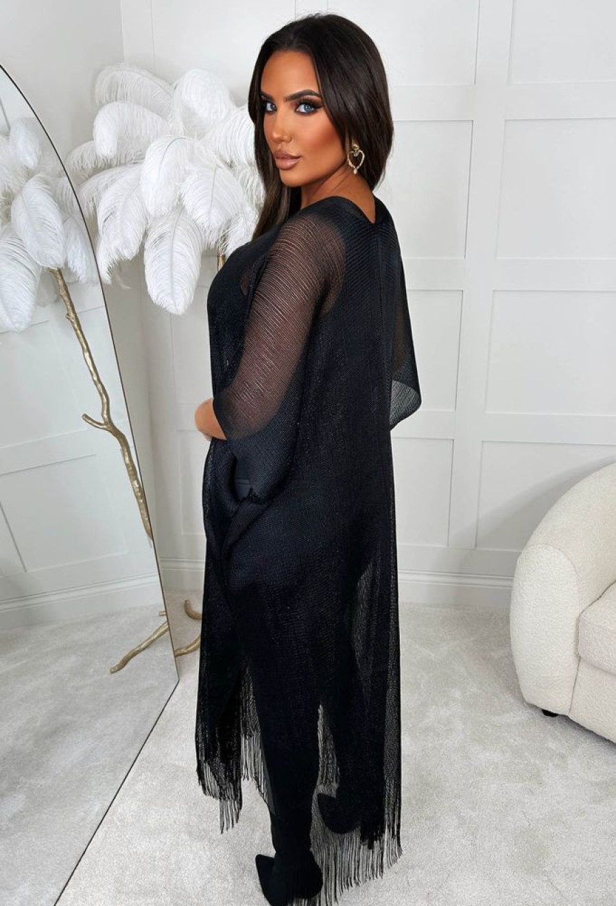 Best Fully In Charge Black Tassel Kimono Coats And Jackets