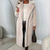 Online Fur Fantasy Beige Faux Fur Belted Coat Coats And Jackets