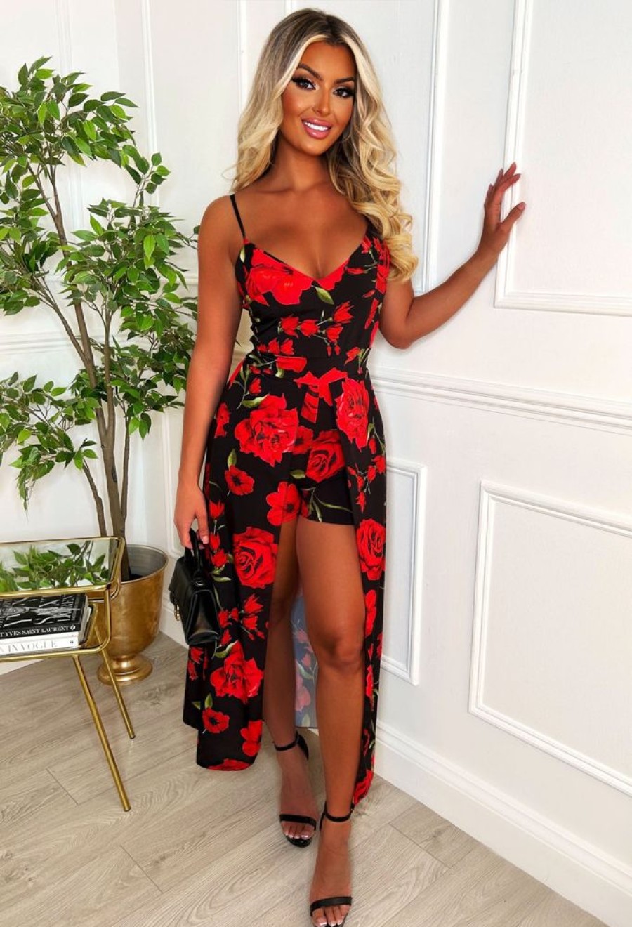 Wholesale Rosalia Multi Rose Print Playsuit Playsuits