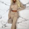 Hot Urban Destination Beige Cargo Pocket Two Piece Loungewear Set Loungewear