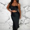 Clearance Dazzled In Diamonds Black Stretch Back Satin Cut Out Diamante Belted Midi Dress Dresses