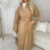 New Chic Fantasy Camel Belted Shawl Neck Coat Coats And Jackets