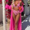 Online Summer Spotlight Hot Pink Zig Zag Open Front Kimono Swimwear