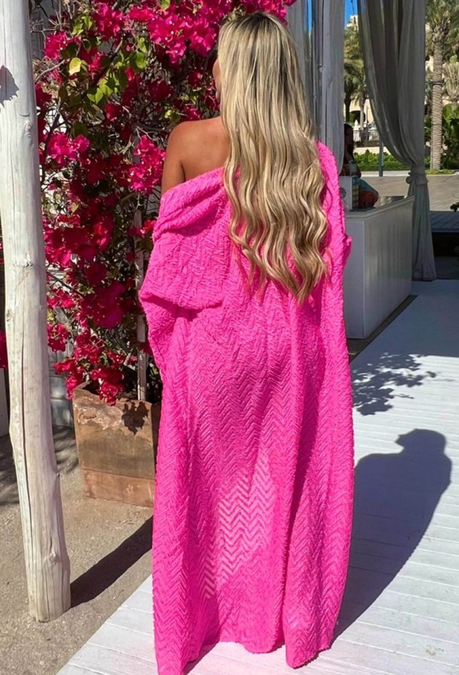 Online Summer Spotlight Hot Pink Zig Zag Open Front Kimono Swimwear