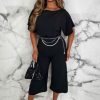 Clearance Always Chic Black Belted Culotte Jumpsuit Jumpsuits